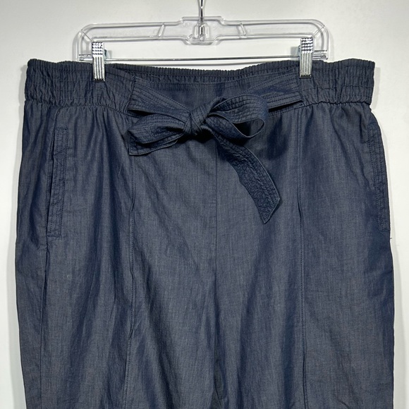 Anthropologie Globetrotter Chambray Tie Waist High Rise Jogger Pants Size L - Picture 6 of 11